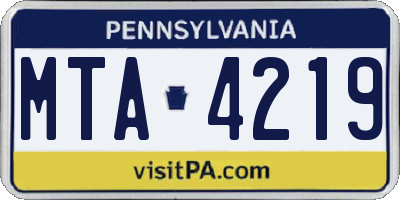 PA license plate MTA4219