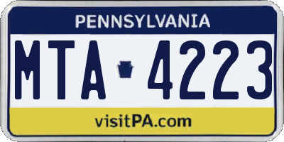 PA license plate MTA4223