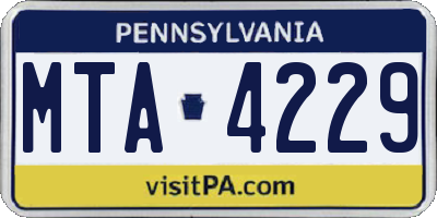 PA license plate MTA4229