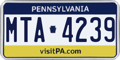 PA license plate MTA4239