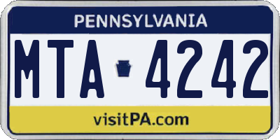 PA license plate MTA4242