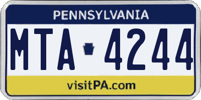 PA license plate MTA4244
