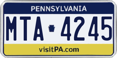 PA license plate MTA4245
