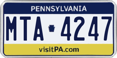 PA license plate MTA4247