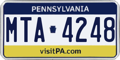 PA license plate MTA4248