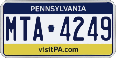 PA license plate MTA4249