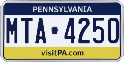 PA license plate MTA4250