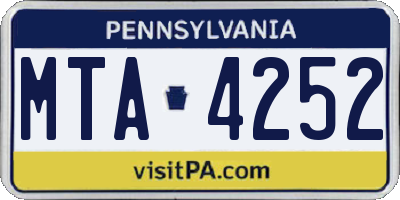 PA license plate MTA4252