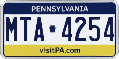 PA license plate MTA4254