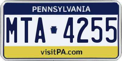 PA license plate MTA4255