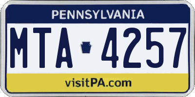 PA license plate MTA4257