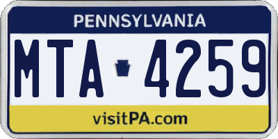 PA license plate MTA4259