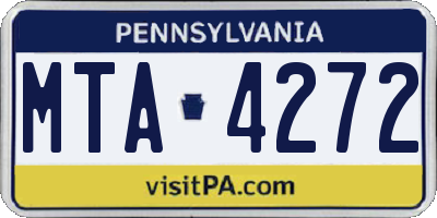 PA license plate MTA4272