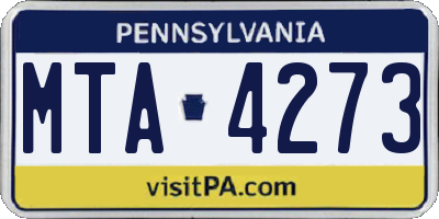 PA license plate MTA4273