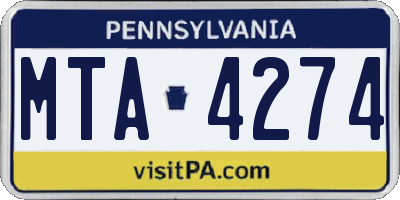 PA license plate MTA4274