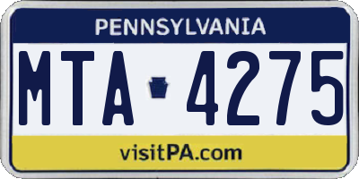 PA license plate MTA4275