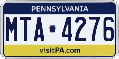 PA license plate MTA4276