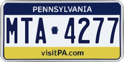 PA license plate MTA4277