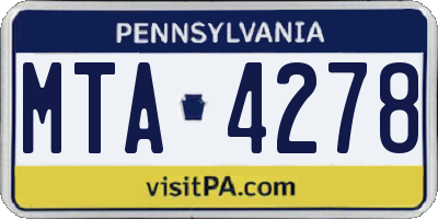 PA license plate MTA4278