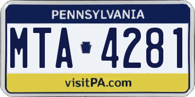 PA license plate MTA4281