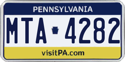 PA license plate MTA4282
