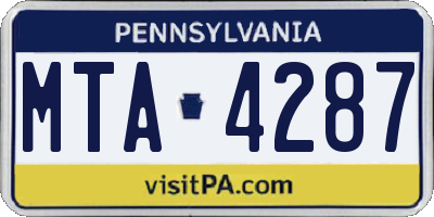 PA license plate MTA4287