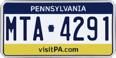 PA license plate MTA4291