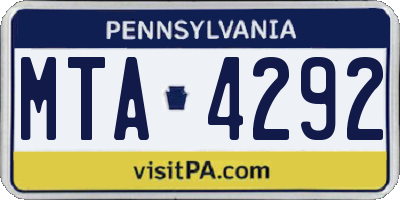 PA license plate MTA4292