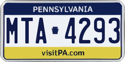 PA license plate MTA4293