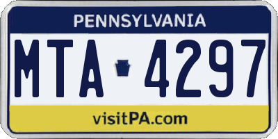 PA license plate MTA4297