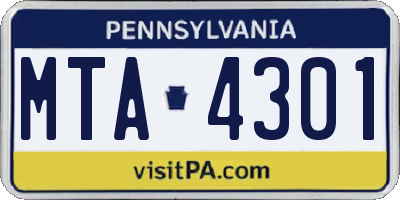 PA license plate MTA4301