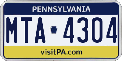 PA license plate MTA4304