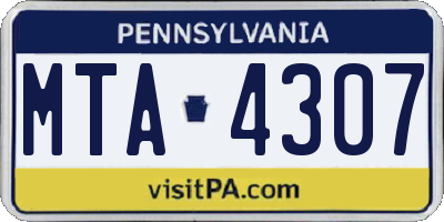 PA license plate MTA4307