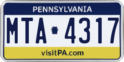 PA license plate MTA4317