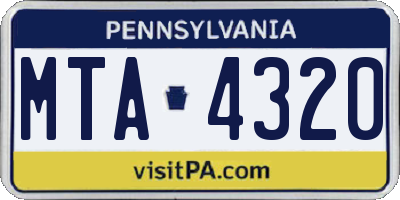 PA license plate MTA4320