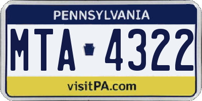 PA license plate MTA4322