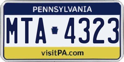 PA license plate MTA4323