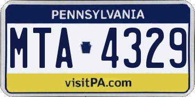 PA license plate MTA4329