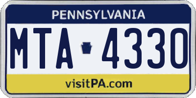 PA license plate MTA4330