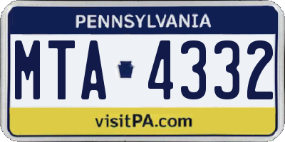 PA license plate MTA4332