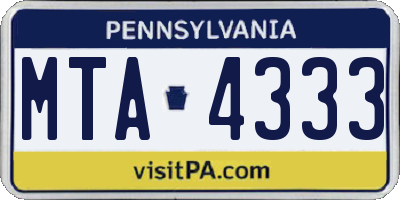 PA license plate MTA4333