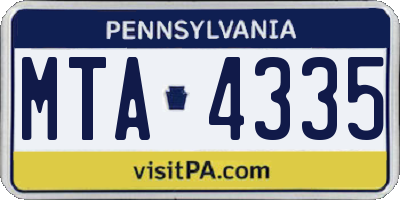 PA license plate MTA4335