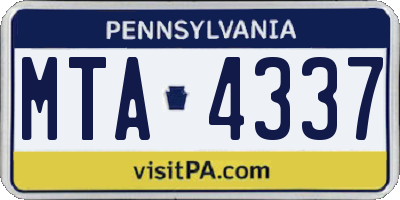 PA license plate MTA4337