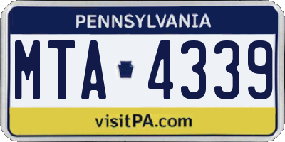 PA license plate MTA4339