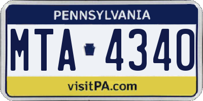 PA license plate MTA4340