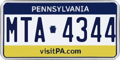PA license plate MTA4344