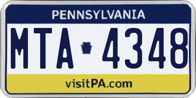 PA license plate MTA4348