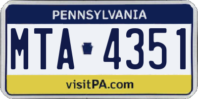 PA license plate MTA4351