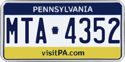 PA license plate MTA4352