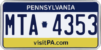 PA license plate MTA4353